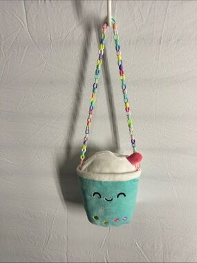 Hobby Lobby Plush Drink Crossbody - Mint, White & Pastel Chain